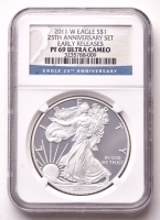 2011-W American Silver Eagle 25th Anniversary - Early Releases 1oz .999 Fine Silver $1 Coin (NGC Proof 69 Ultra Cameo) at PristineAuction.com
