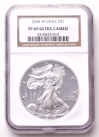 2004-W American Silver Eagle 1oz .999 Fine Silver $1 Coin (NGC Proof 69 Ultra Cameo) at PristineAuction.com