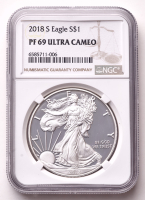 2018-S American Silver Eagle 1oz .999 Fine Silver $1 Coin (NGC Proof 69 Ultra Cameo) at PristineAuction.com