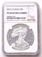 2017-S American Silver Eagle 1oz .999 Fine Silver $1 Coin (NGC Proof 69 Ultra Cameo) at PristineAuction.com