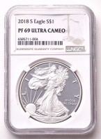 2018-S American Silver Eagle 1oz .999 Fine Silver $1 Coin (NGC Proof 69 Ultra Cameo) at PristineAuction.com