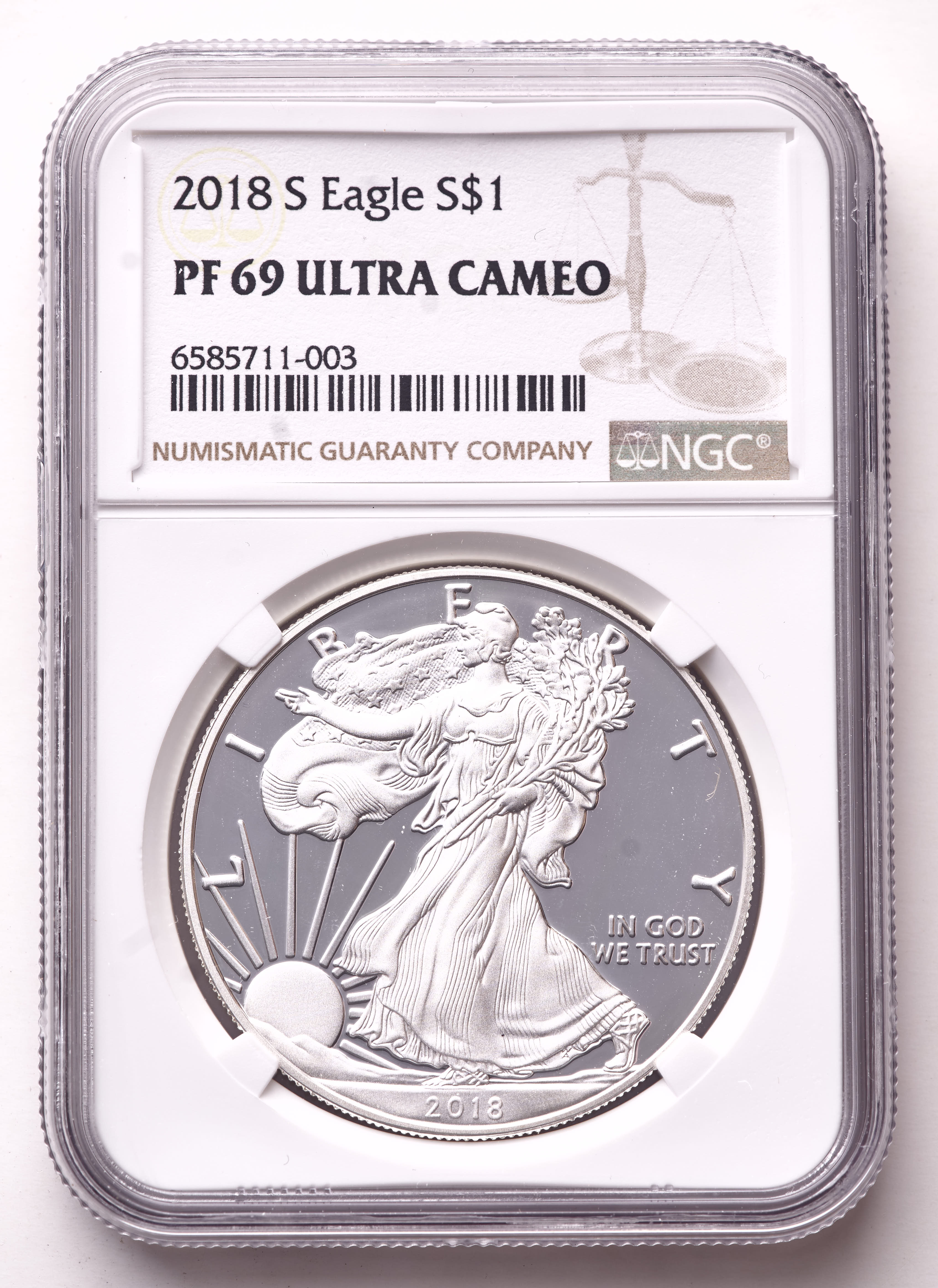 2018-S American Silver Eagle 1oz .999 Fine Silver $1 Coin (NGC Proof 69 Ultra Cameo) at PristineAuction.com 2018-S American Silver Eagle 1oz .999 Fine Silver $1 Coin (NGC Proof 69 Ultra Cameo) at PristineAuction.com