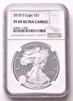 2018-S American Silver Eagle 1oz .999 Fine Silver $1 Coin (NGC Proof 69 Ultra Cameo) at PristineAuction.com