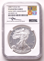 2000-P American Silver Eagle $1 One Dollar Coin - 30th Anniversary, John M. Mercanti Signed Label (NGC Proof 69 Ultra Cameo) at PristineAuction.com