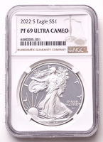 2022-S American Silver Eagle 1oz .999 Fine Silver $1 Coin (NGC Proof 69 Ultra Cameo) at PristineAuction.com