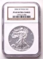 2004-W American Silver Eagle 1oz .999 Fine Silver $1 Coin (NGC Proof 69 Ultra Cameo) at PristineAuction.com