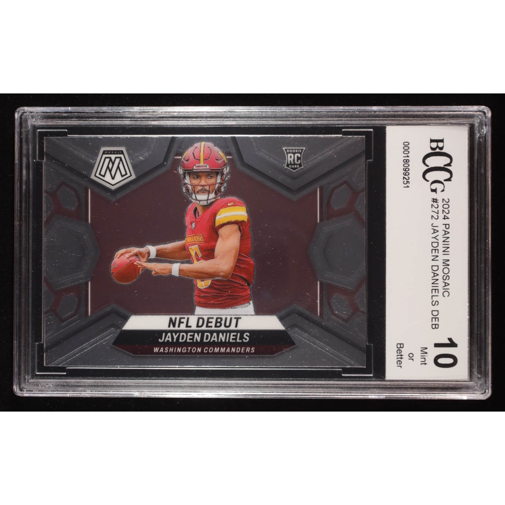 Jayden Daniels 2024 Panini Mosaic #272 DEB RC (BCCG 10) at PristineAuction.com