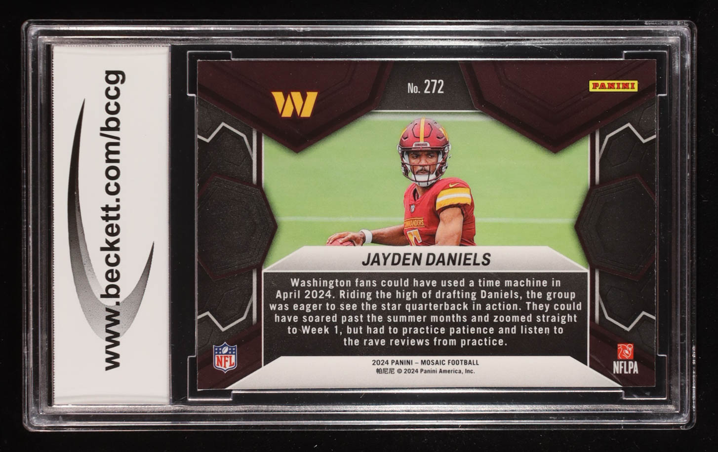 Jayden Daniels 2024 Panini Mosaic #272 DEB RC (BCCG 10) at PristineAuction.com Jayden Daniels 2024 Panini Mosaic #272 DEB RC (BCCG 10) at PristineAuction.com