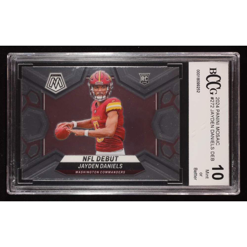 Jayden Daniels 2024 Panini Mosaic #272 DEB RC (BCCG 10) at PristineAuction.com