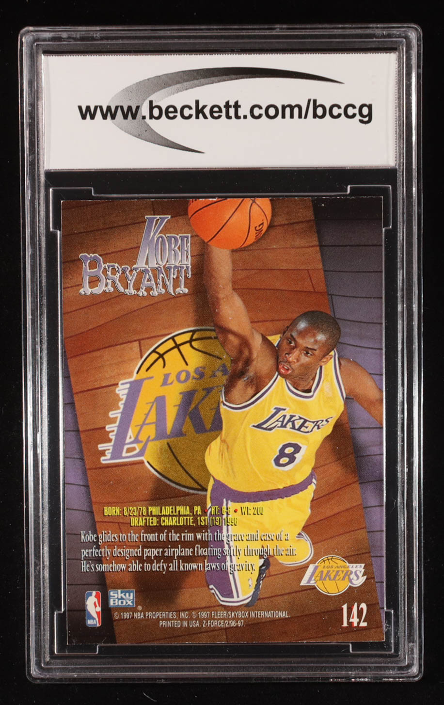 Kobe Bryant 1996-97 Z-Force #142 RC (BCCG 8) at PristineAuction.com Kobe Bryant 1996-97 Z-Force #142 RC (BCCG 8) at PristineAuction.com