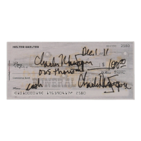 Charles Manson Signed Check (ACOA) at PristineAuction.com