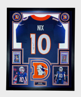 Bo Nix Signed Broncos Custom Framed LED Backlit Nike Jersey Display & (2) PSA 10 Graded Rookie Cards (Fanatics) at PristineAuction.com