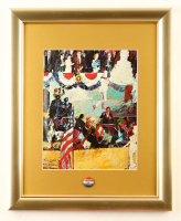 LeRoy Neiman "Marilyn Monroe Sings Happy Birthday To JFK" Custom Framed Print Display With Vintage Kennedy Campaign Pin at PristineAuction.com