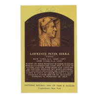 Yogi Berra Signed Hall of Fame Plaque Postcard (JSA) at PristineAuction.com