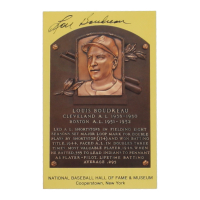Lou Boudreau Signed Hall of Fame Plaque Postcard (JSA) at PristineAuction.com