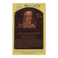 Jim "Catfish" Hunter Signed Hall of Fame Plaque Postcard (JSA) at PristineAuction.com