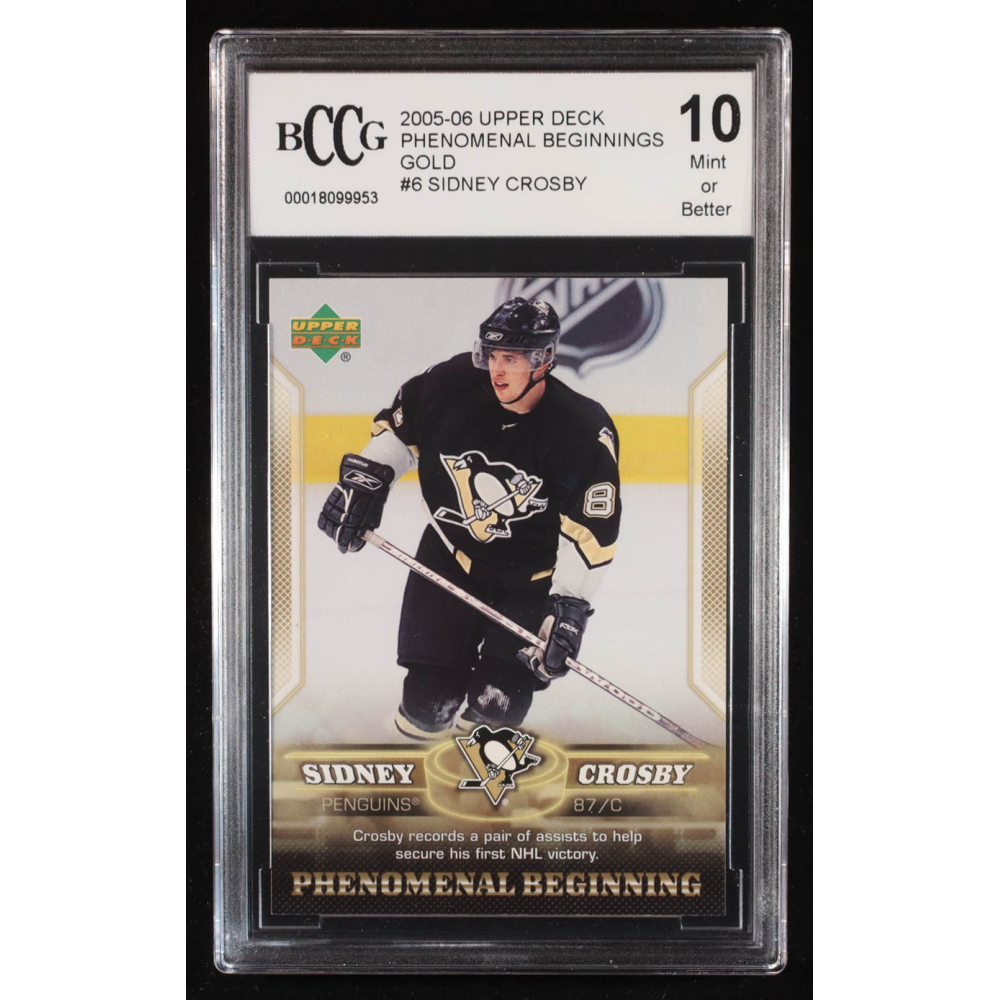 Sidney Crosby 2005-06 Upper Deck Phenomenal Beginnings Gold #6 RC (BCCG 10) at PristineAuction.com