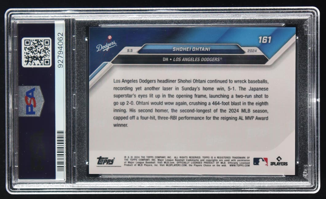 Shohei Ohtani 2024 Topps Now #161 (PSA 10) at PristineAuction.com Shohei Ohtani 2024 Topps Now #161 (PSA 10) at PristineAuction.com