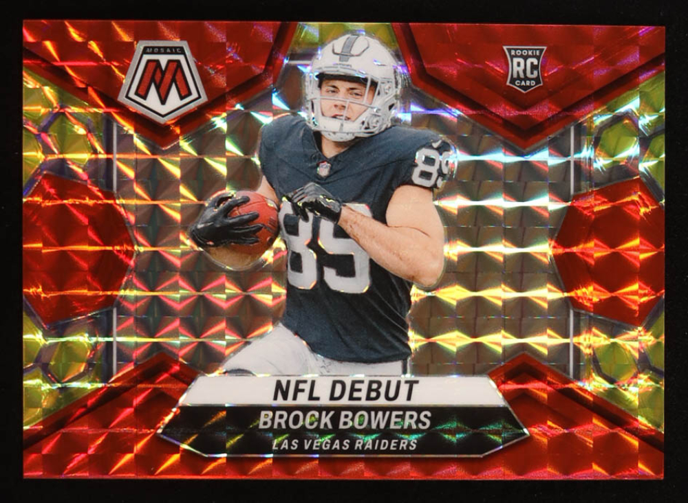 Brock Bowers 2024 Panini Mosaic Mosaic Choice Fusion Red and Yellow #286 DEB RC #02/80