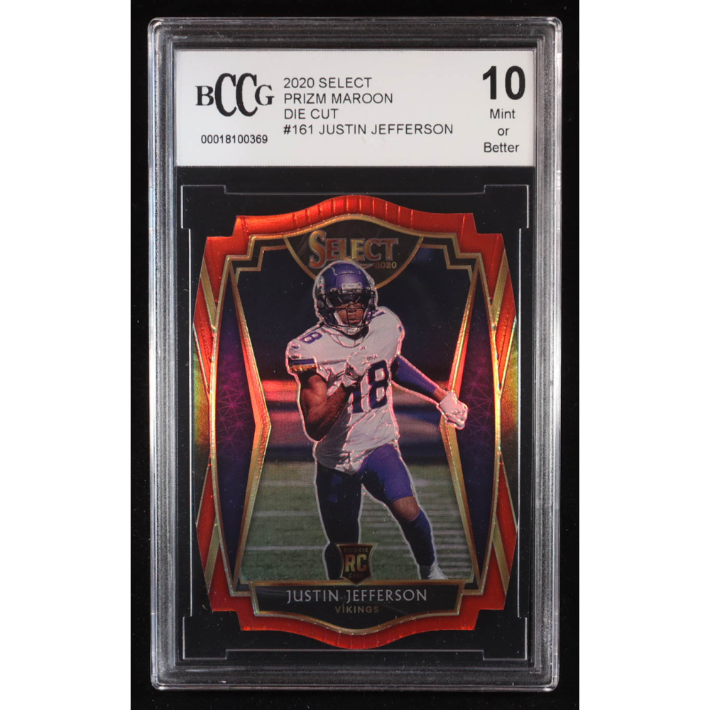 Justin Jefferson 2020 Select Prizm Maroon Die Cut #161 RC (BCCG 10) at PristineAuction.com