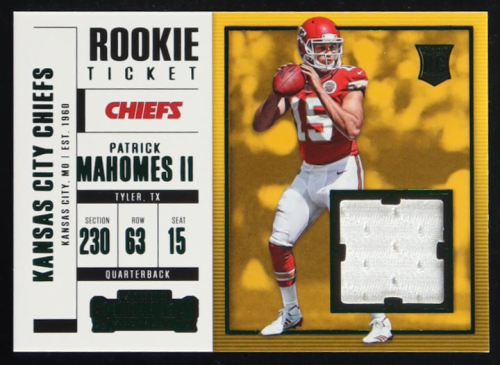 Patrick Mahomes II 2017 Panini Contenders Rookie Ticket Swatches #SW3 RC