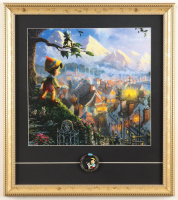 Thomas Kinkade "Pinocchio" Custom Framed Print Display with Pinocchio Character Pin at PristineAuction.com