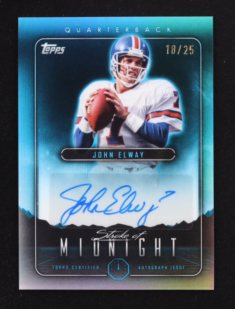 John Elway 2024 Topps Midnight Stroke of Midnight Autographs Moonrise #SMA-JE #18/25