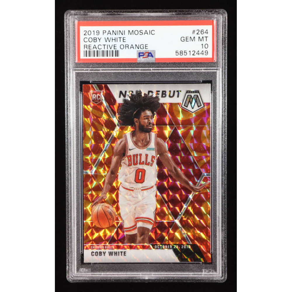 Coby White 2019-20 Panini Mosaic Mosaic Orange Reactive #264 RC (PSA 10) at PristineAuction.com