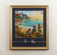 Thomas Kinkade Walt Disney's "Lilo & Stitch" Custom Framed Print Display With Retired Stitch Pins at PristineAuction.com