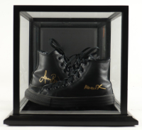 Magic Johnson & Larry Bird Signed Set of (2) Converse All Star Black Leather Basketball Shoes with Display Case (Beckett & PSA) at PristineAuction.com