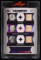 Ty Cobb / "Shoeless" Joe Jackson / Babe Ruth 2024 Leaf Ultimate Sports Trios Purple #UT9 #3/7 at PristineAuction.com