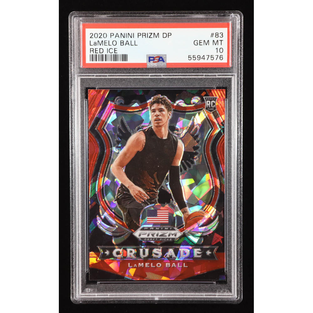 LaMelo Ball 2020-21 Panini Prizm Draft Picks Prizms Red Ice #83 RC (PSA 10) at PristineAuction.com