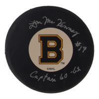 Don McKenney Signed Bruins Logo Hockey Puck Inscribed "Captain 60-62" (Beckett) at PristineAuction.com