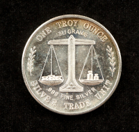 Silver Trade Unit 1 Ounce .999 Fine Silver Vintage Bullion Round at PristineAuction.com