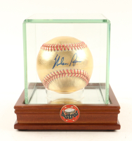 Nolan Ryan Signed Gold OML Baseball with Display Case (PSA) at PristineAuction.com