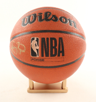 Larry Bird Signed NBA Basketball With Display Stand (PSA) at PristineAuction.com