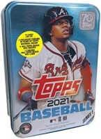 2021 Topps Series 1 Ronald Acuna Jr. Cover Baseball Tin (40) Box Case at PristineAuction.com