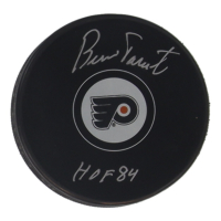 Bernie Parent Signed Flyers Logo Hockey Puck Inscribed "HOF 84" (JSA) at PristineAuction.com