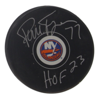 Pierre Turgeon Signed Islanders Logo Hockey Puck (JSA) at PristineAuction.com