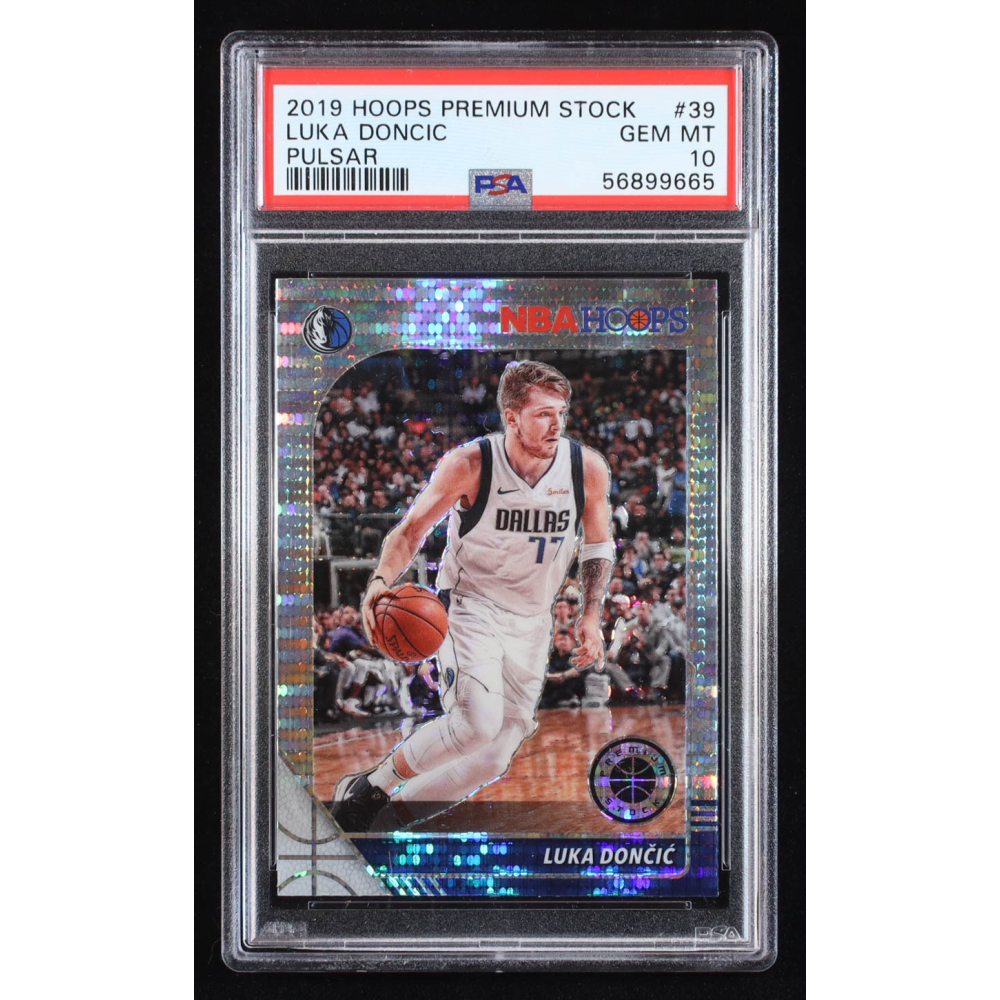 Luka Doncic 2019-20 Hoops Premium Stock Prizms Pulsar #39 (PSA 10) at PristineAuction.com
