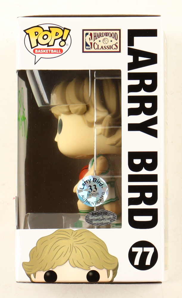 Larry Bird Signed Celtics #77 Funko Pop! Vinyl Figure (Schwartz & Bird) at PristineAuction.com Larry Bird Signed Celtics #77 Funko Pop! Vinyl Figure (Schwartz & Bird) at PristineAuction.com