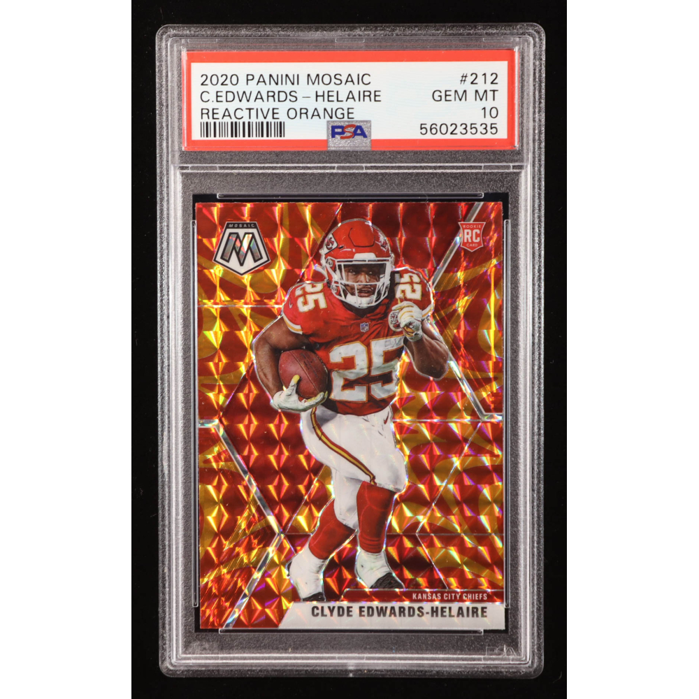 Clyde Edwards-Helaire 2020 Panini Mosaic Mosaic Reactive Orange #212 RC (PSA 10) at PristineAuction.com