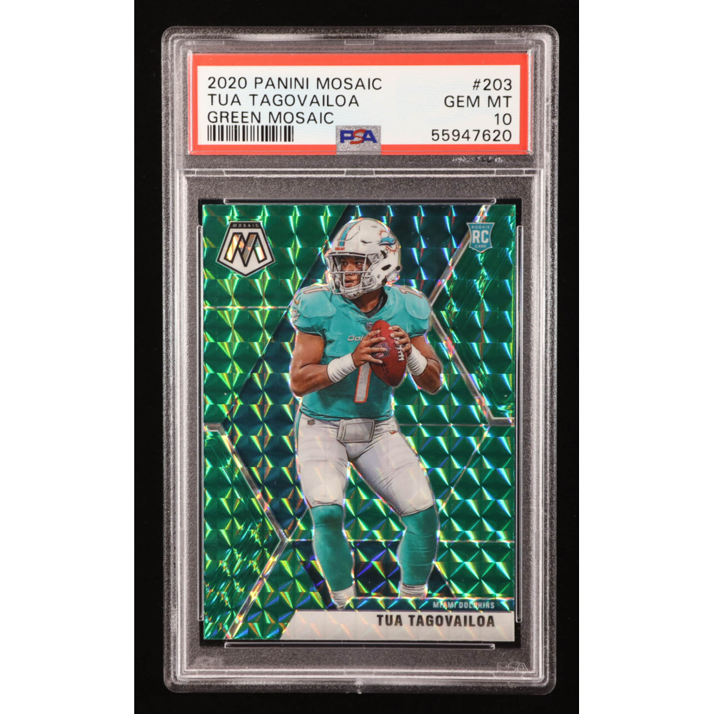 Tua Tagovailoa 2020 Panini Mosaic Green Mosaic #203 RC (PSA 10) at PristineAuction.com