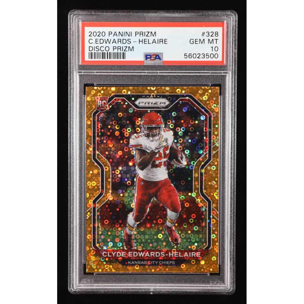 Clyde Edwards-Helaire 2020 Panini Prizm Prizms Orange Disco #328 RC (PSA 10) at PristineAuction.com