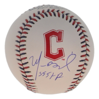 Manny Ramirez Signed Guardians Logo Baseball Inscribed "555 HR" (Beckett) at PristineAuction.com