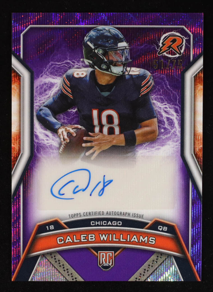 Caleb Williams 2024 Topps Resurgence Resurgence Rookie Signatures Purple Surge #RRSCW RC #51/75