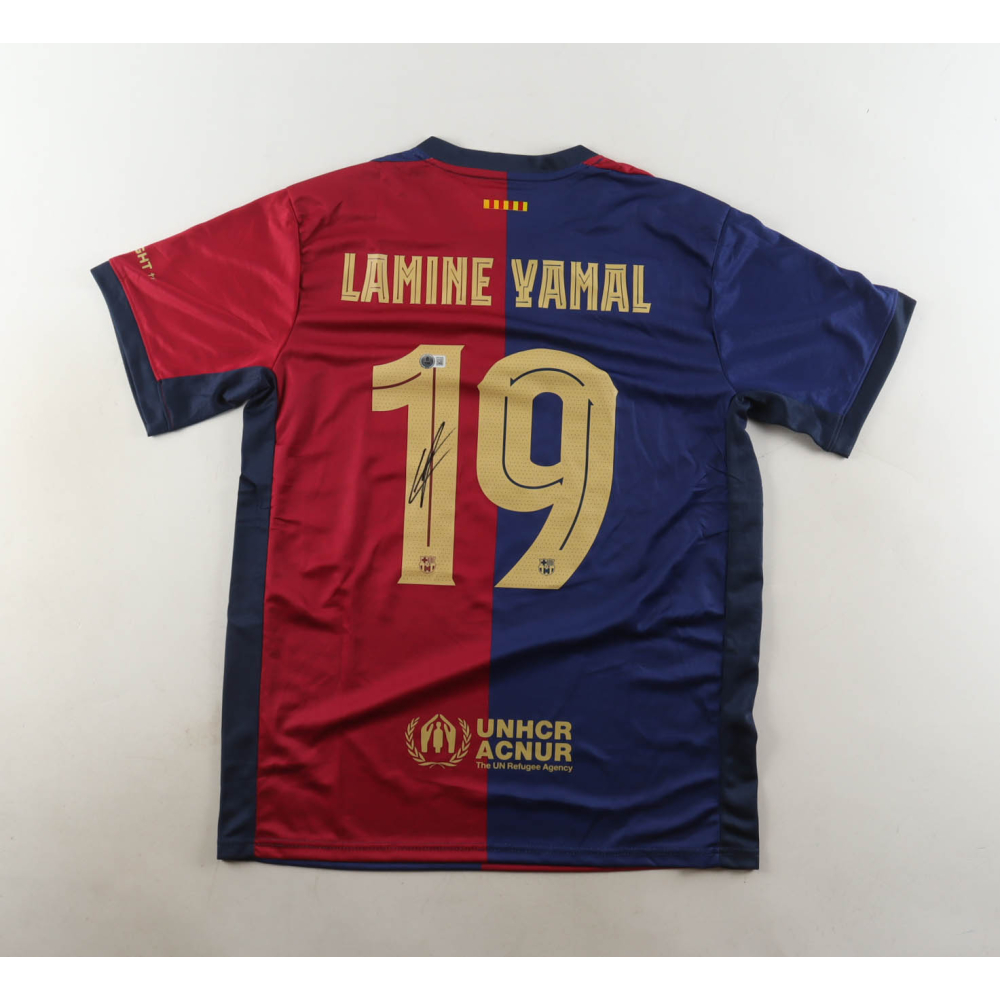 Maillot Du FC Barcelone Dédicacé Par Lamine Yamal - Avec Certificat Beckett, Collector !