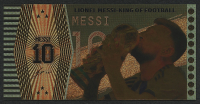 Lionel Messi Gold Commemorative $10 Bill at PristineAuction.com