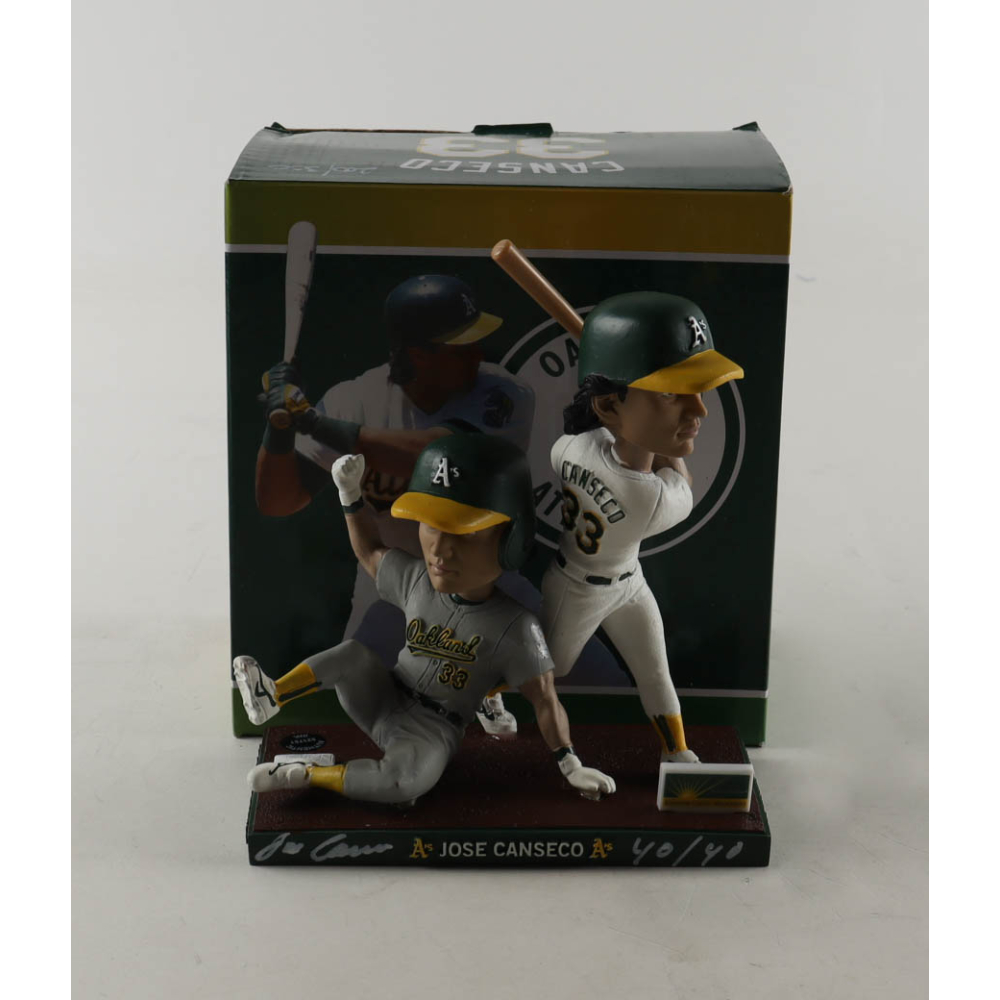 Jose Canseco Signed LE Athletics Stadium Bobblehead Figure Inscribed "40/40", "A's HOF" & "8/17/24" (Authentic Ink) at PristineAuction.com