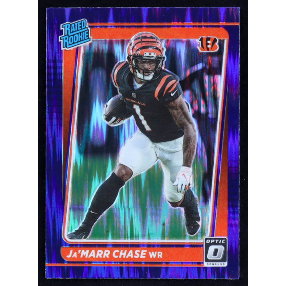Ja'Marr Chase 2021 Donruss Optic Blue Hyper #207 RR RC at PristineAuction.com